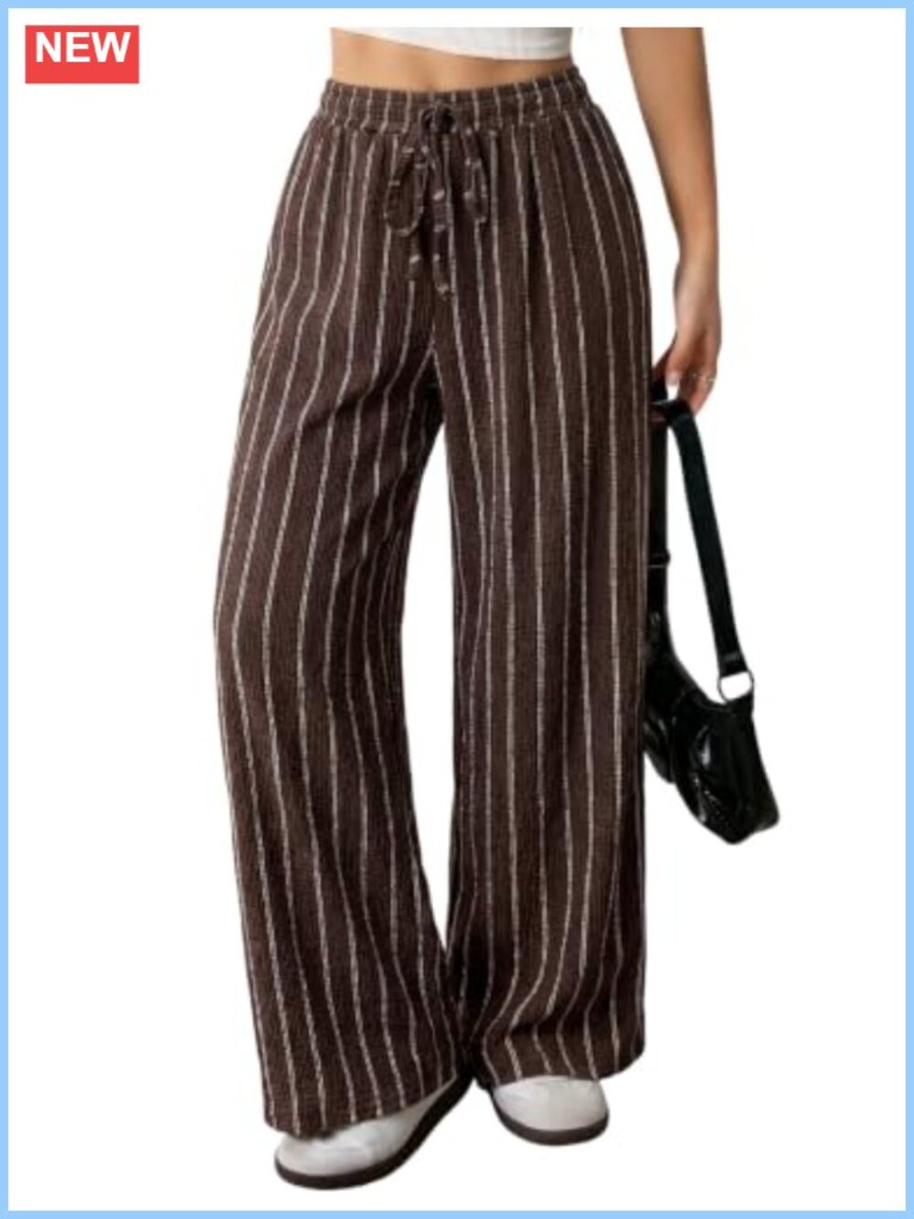 Striped Wide Leg Palazzo Pants Women Summer Drawstring Trousers